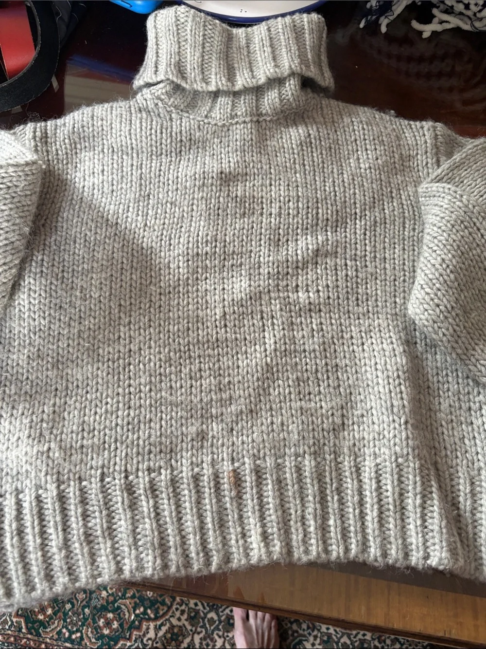 J. Crew Light Gray Chunky Wool Turtleneck Sweater